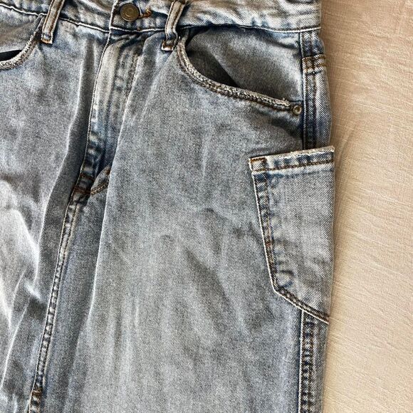 Y2K Distressed high rise blue denim midi skirt - Picture 4 of 6